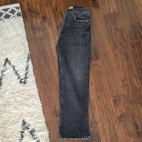 AGOLDE Fran High Waist Wide Leg Charcoal Jeans. Size 24
